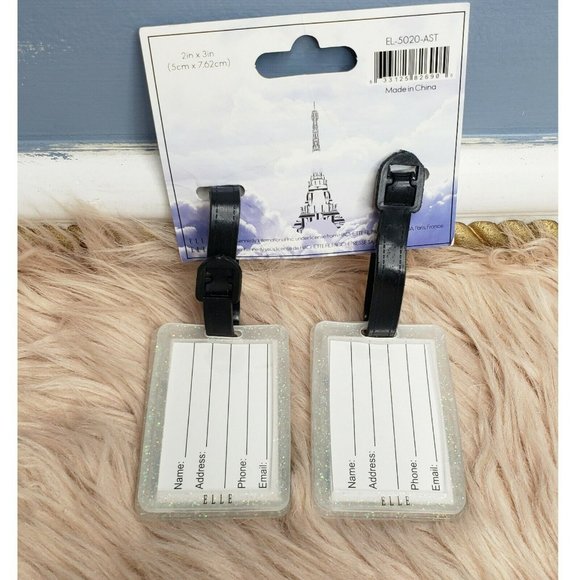 NWT LUGGAGE TAG ELLE TRAVEL FRENCH BULL DOG ID CARD 2 PIECE SET - Picture 2 of 2